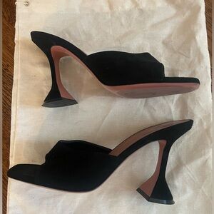 Amina Muaddi Lupita Suede Mules in Black Sz 7.5